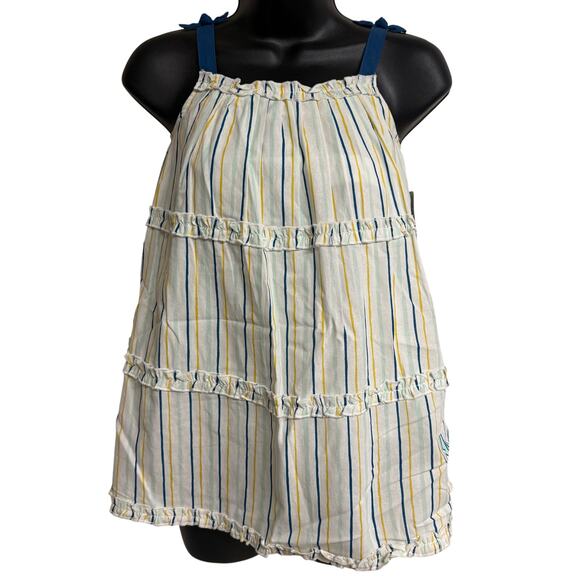 Disney Other - Disney Girls A-Line Dresss Size 5 6 White Stripe Stitch Sundress Ruffle NWT New